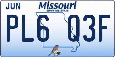 MO license plate PL6Q3F