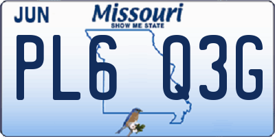 MO license plate PL6Q3G