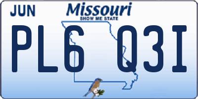 MO license plate PL6Q3I