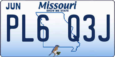 MO license plate PL6Q3J