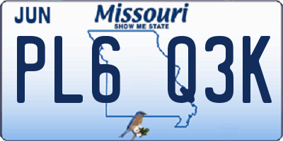 MO license plate PL6Q3K