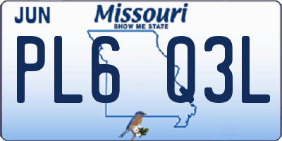 MO license plate PL6Q3L
