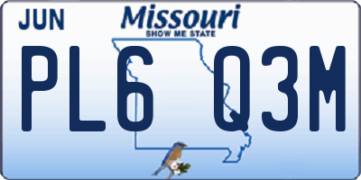 MO license plate PL6Q3M