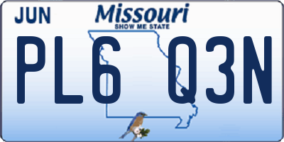 MO license plate PL6Q3N