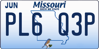 MO license plate PL6Q3P