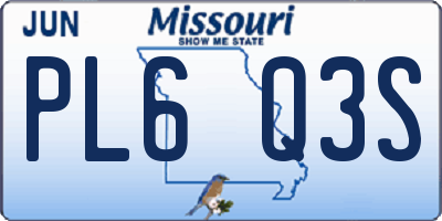 MO license plate PL6Q3S