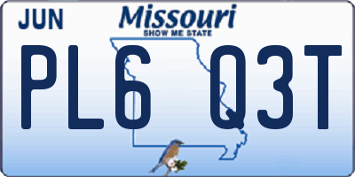 MO license plate PL6Q3T