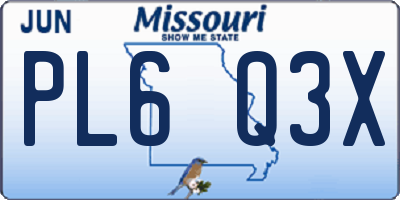 MO license plate PL6Q3X