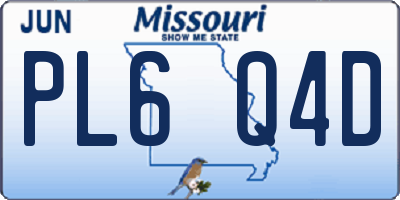 MO license plate PL6Q4D