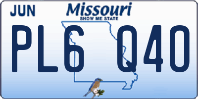 MO license plate PL6Q4O