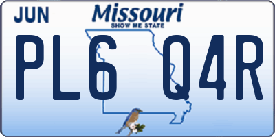 MO license plate PL6Q4R