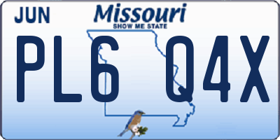 MO license plate PL6Q4X