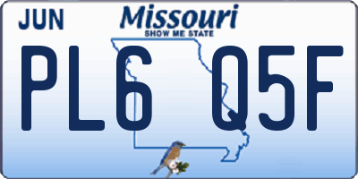 MO license plate PL6Q5F