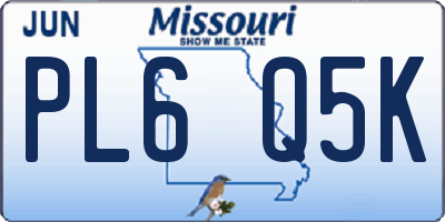 MO license plate PL6Q5K