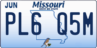MO license plate PL6Q5M