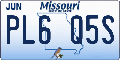 MO license plate PL6Q5S