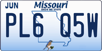 MO license plate PL6Q5W