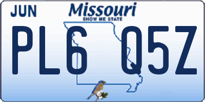MO license plate PL6Q5Z