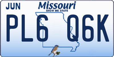 MO license plate PL6Q6K