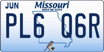 MO license plate PL6Q6R