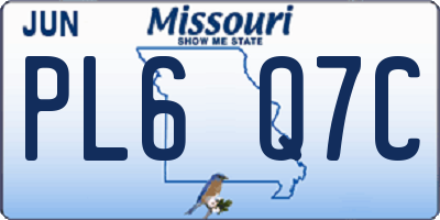 MO license plate PL6Q7C