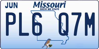 MO license plate PL6Q7M