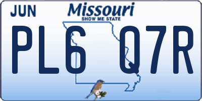 MO license plate PL6Q7R