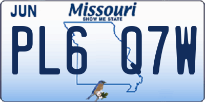 MO license plate PL6Q7W