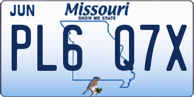 MO license plate PL6Q7X