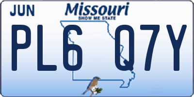 MO license plate PL6Q7Y