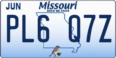 MO license plate PL6Q7Z