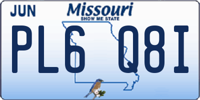 MO license plate PL6Q8I