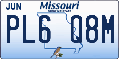 MO license plate PL6Q8M