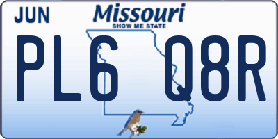 MO license plate PL6Q8R