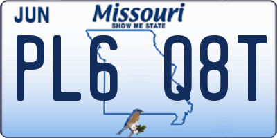 MO license plate PL6Q8T