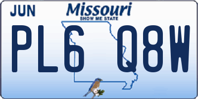 MO license plate PL6Q8W