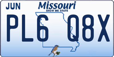 MO license plate PL6Q8X