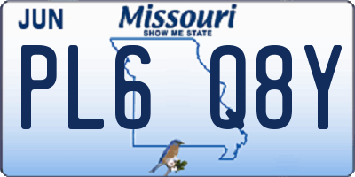 MO license plate PL6Q8Y