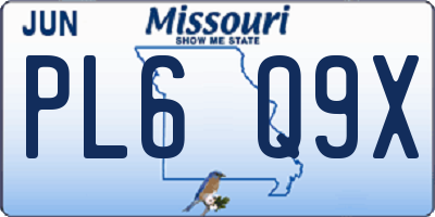 MO license plate PL6Q9X