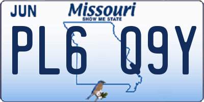 MO license plate PL6Q9Y