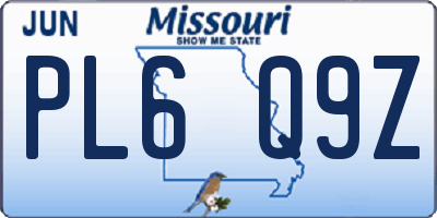 MO license plate PL6Q9Z