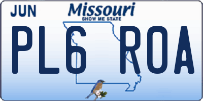 MO license plate PL6R0A