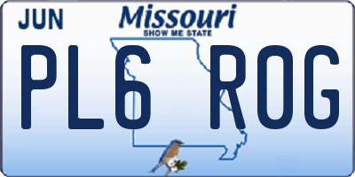 MO license plate PL6R0G