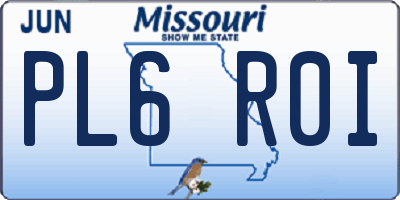 MO license plate PL6R0I