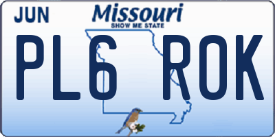 MO license plate PL6R0K