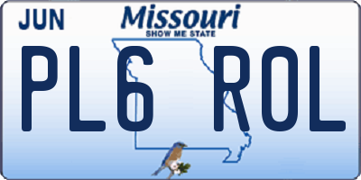 MO license plate PL6R0L