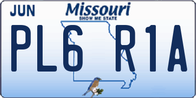 MO license plate PL6R1A