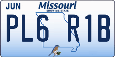 MO license plate PL6R1B