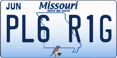 MO license plate PL6R1G