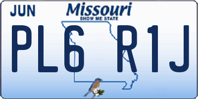 MO license plate PL6R1J